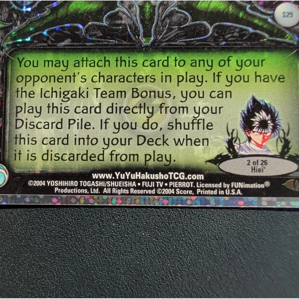 Yu Yu Hakusho TCG Carnage S29 Exile Score Spirit Rare Speckle Foil Card Hiei